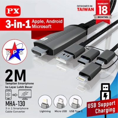 PX 3 in 1 Smartphone Cable Converter MHA-130