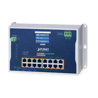 PLANET Industrial Flat-type 95W PoE++ Managed Switch with LCD Touch Screen WGS-5215-16UP4XV